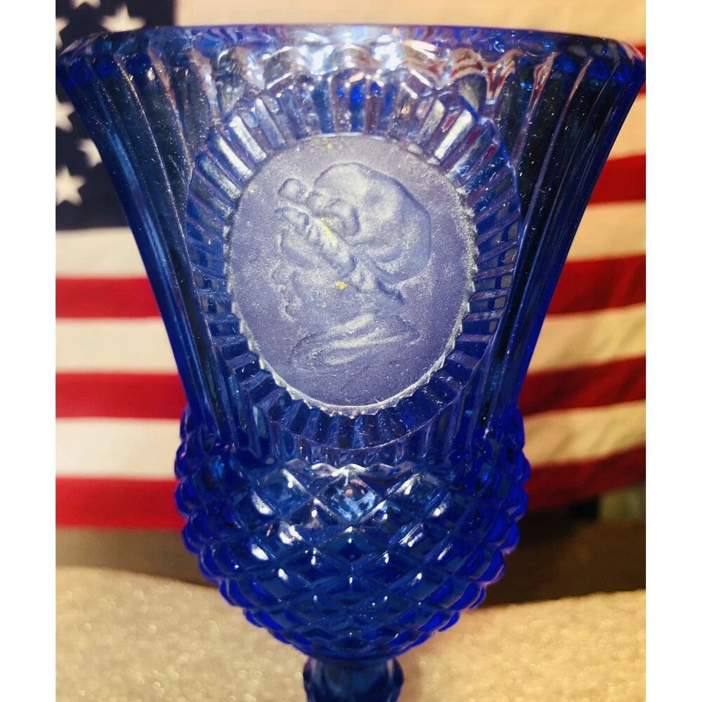 Vintage Avon Fostoria Blue Martha Washington Goblet Cobalt Blue